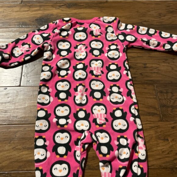 Carter's fleece sleeper footie pajamas pink penguins size 2T - Picture 4 of 8